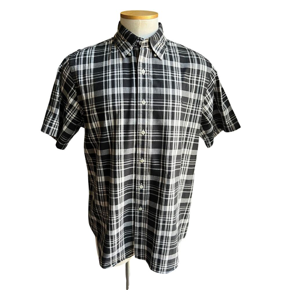 Men's Ralph Lauren black plaid short sleeve buttondown shirt size XL